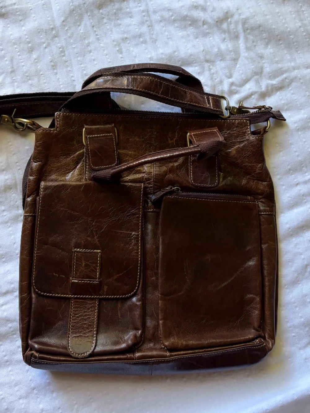 Italian leather and Italian made Men's shoulder and hand bag